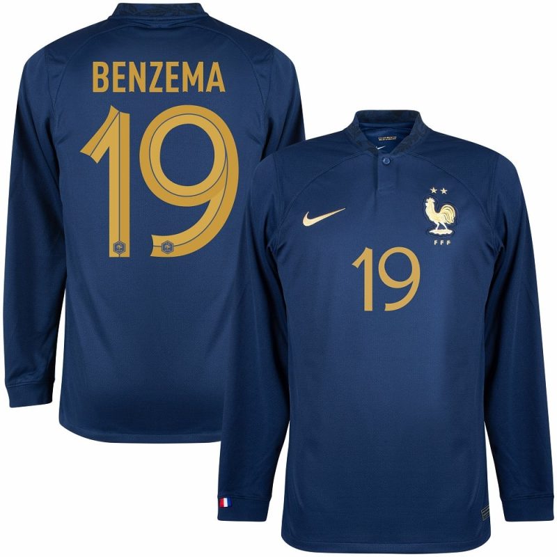 MAILLOT FRANCE DOMICILE COUPE DU MONDE 2022 BENZEMA M-L