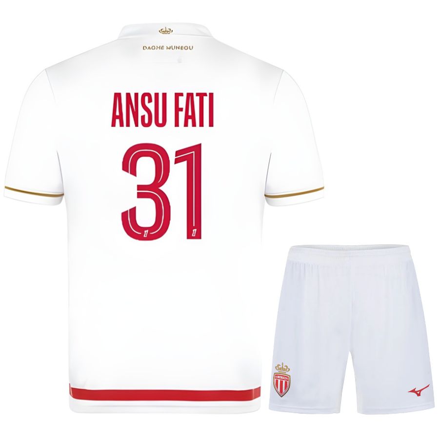 Maillot Kit Enfant AS Monaco Domicile 2025 2026 Ansu Fati