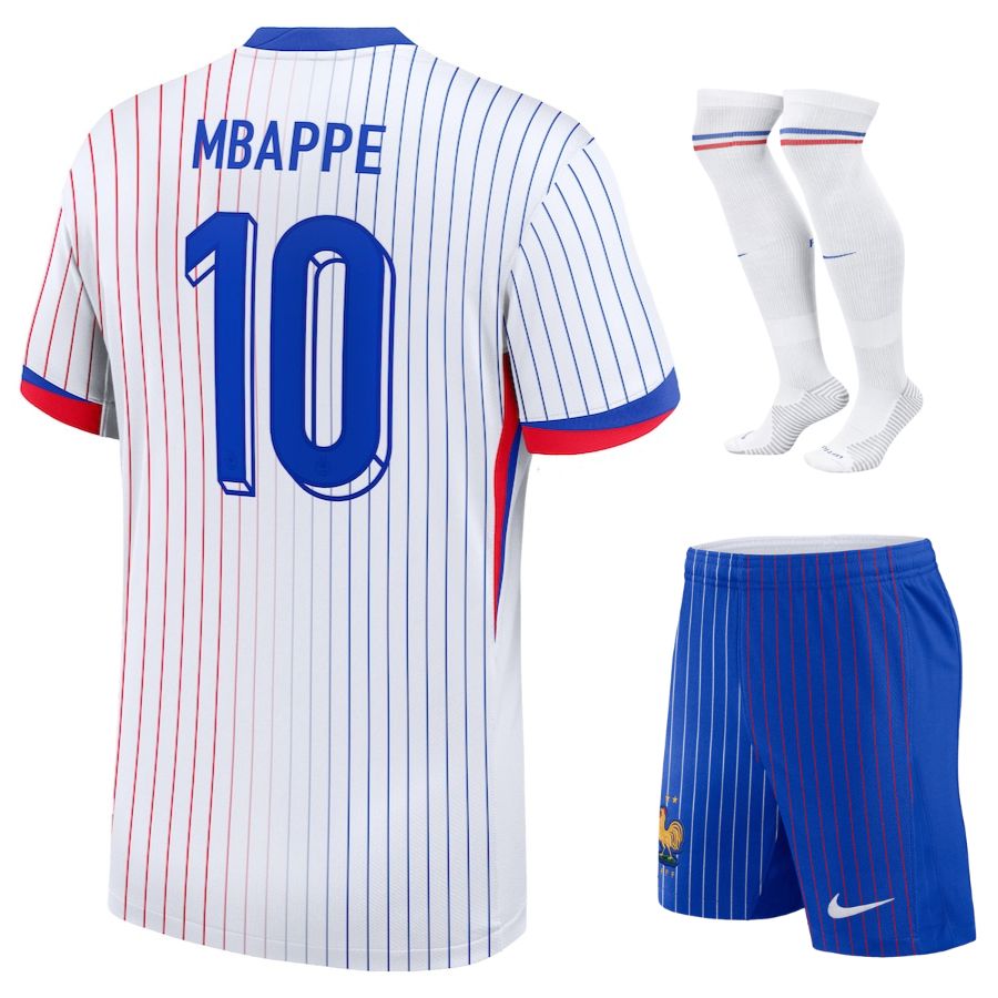 Maillot Kit Enfant Equipe de France Blanc 2024 2025 Mbappe